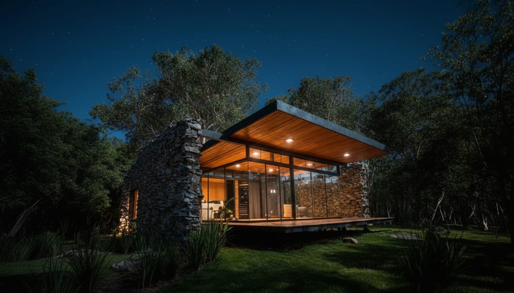 Fachada de vidro à noite